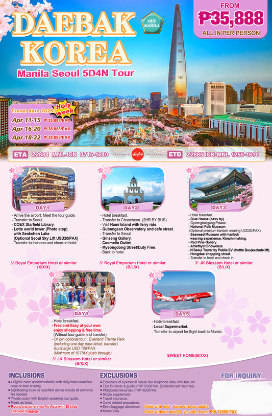 Daebak Korea P29,888