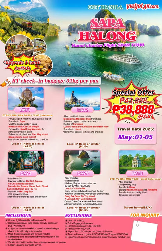 Hanoi-Halong Bay-Sapa P38,888