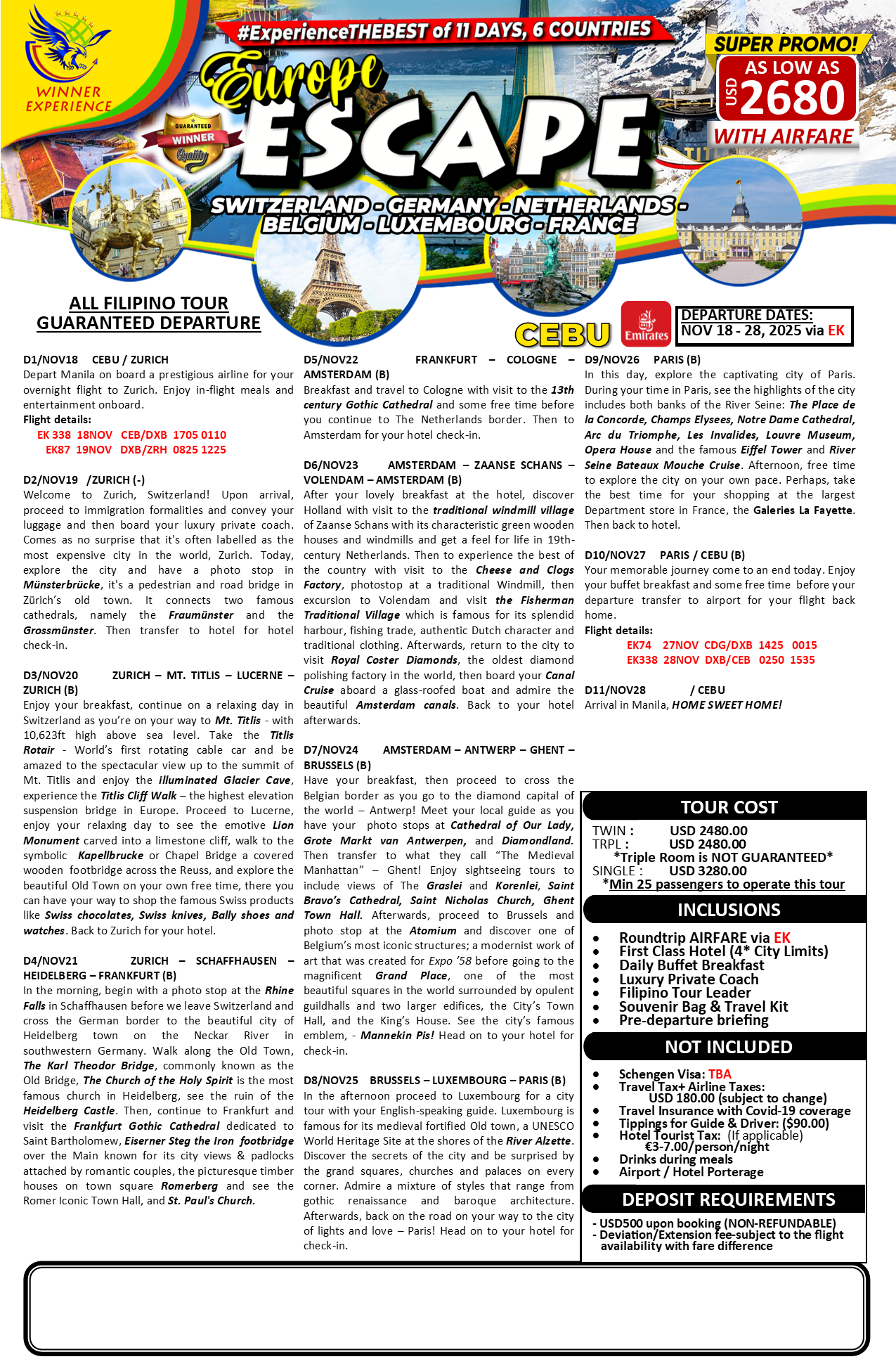 Europe Escape $2580