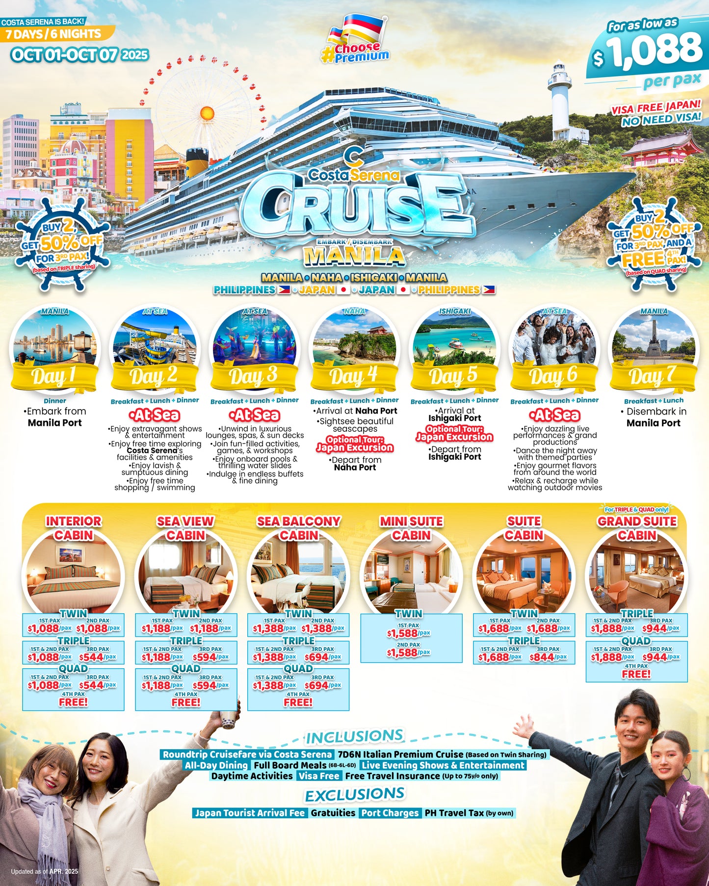 Costa Cruise Japan $1088