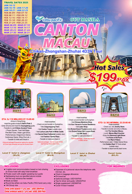 Canton Macau $199