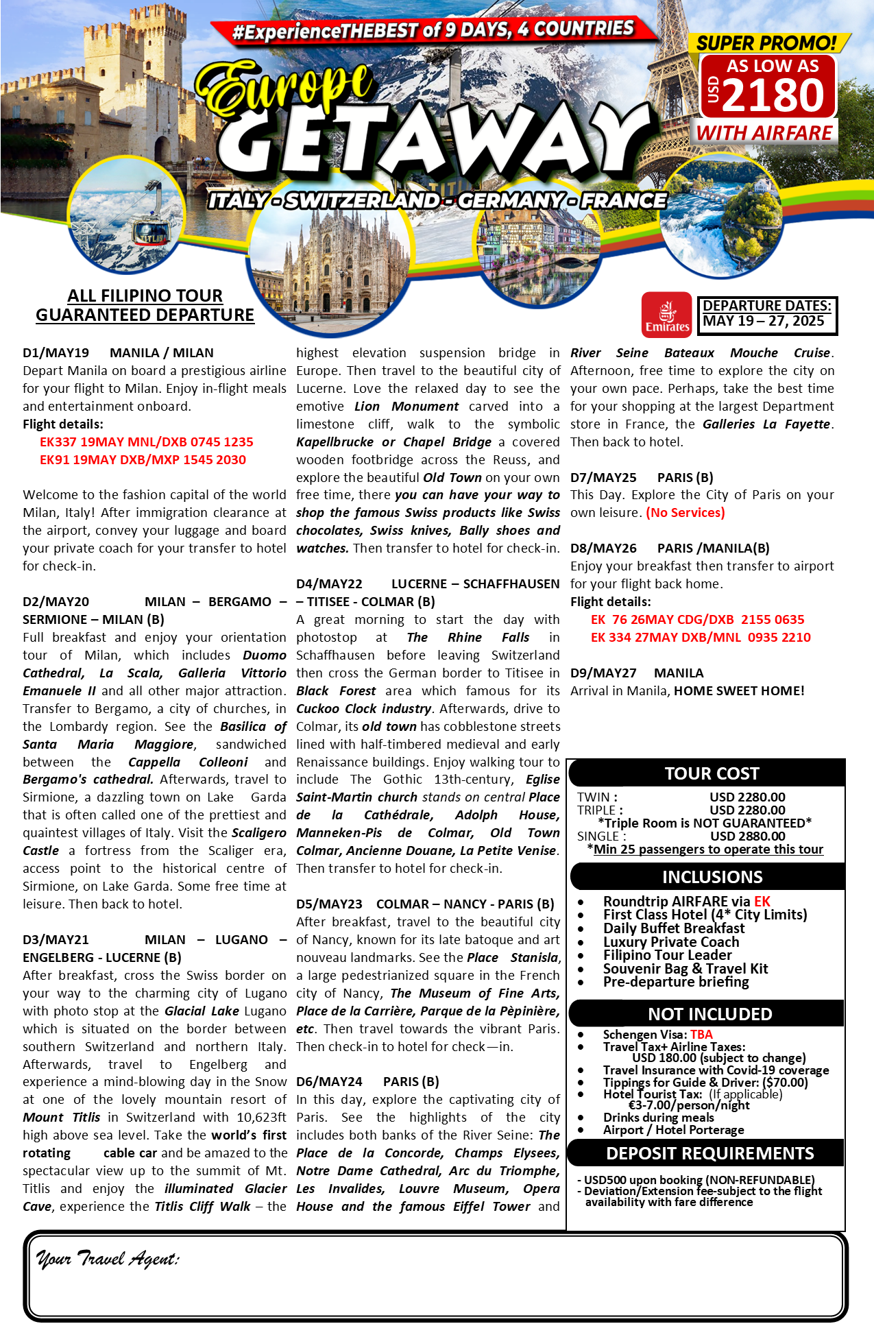Europe Getaway $2180