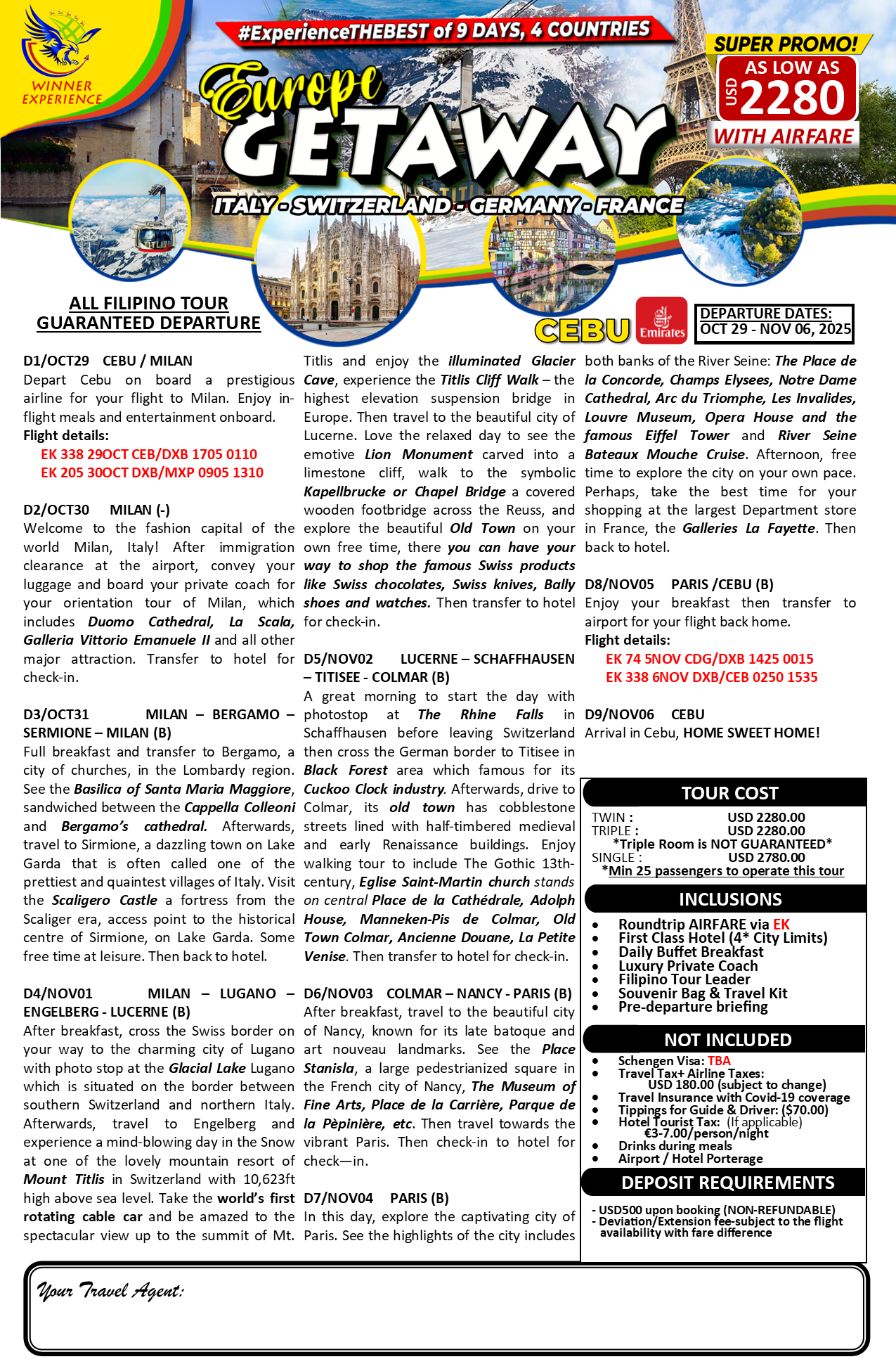 Europe Getaway $2180
