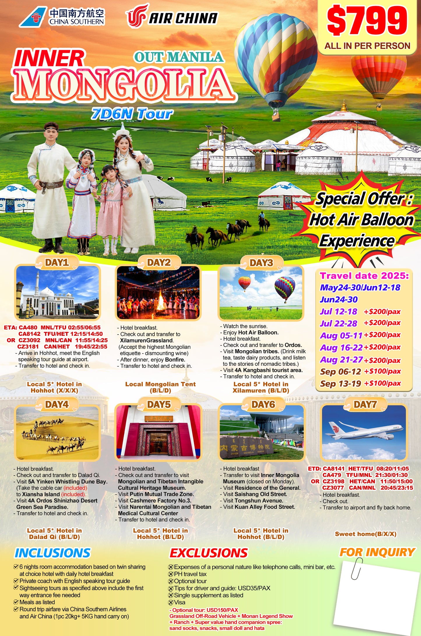 Inner Mongolia $799