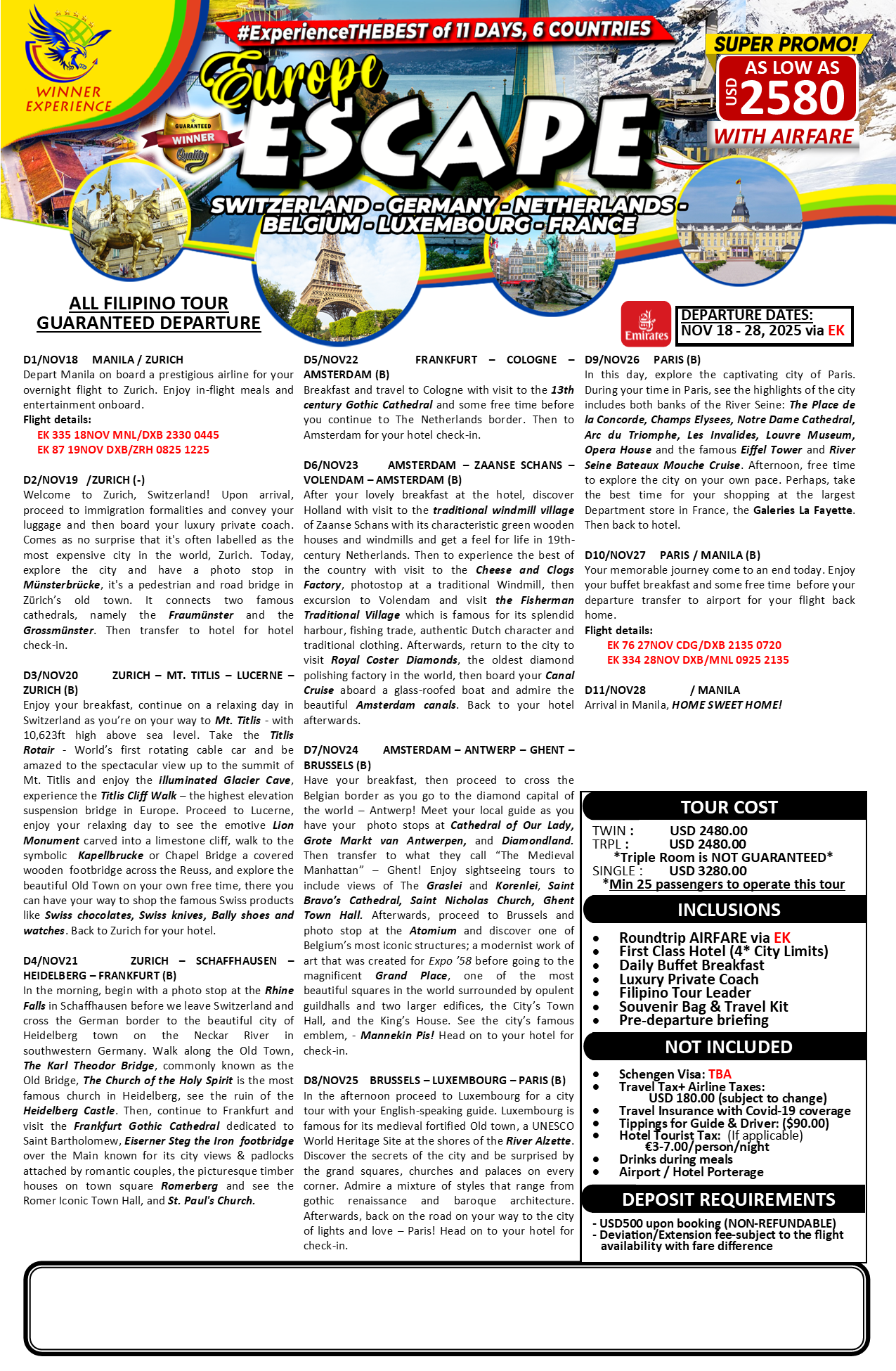 Europe Escape $2580
