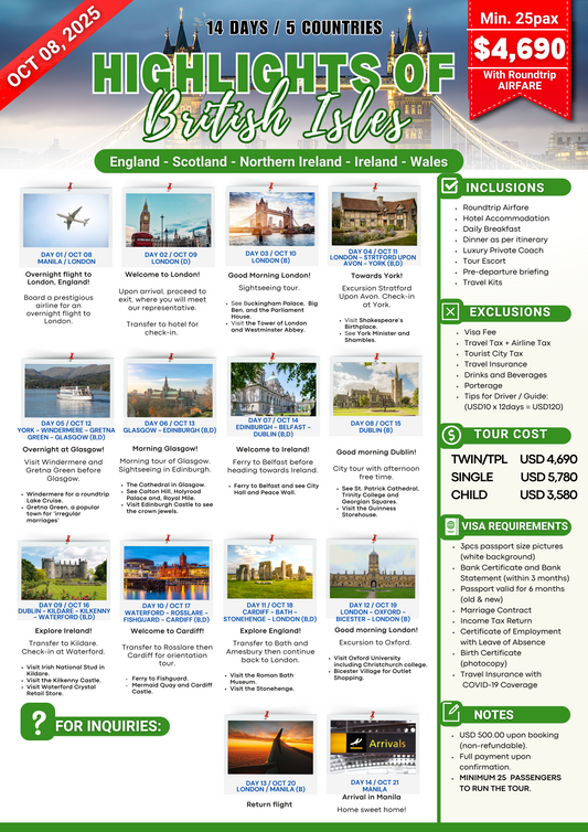 Highlights of British Isles $4690