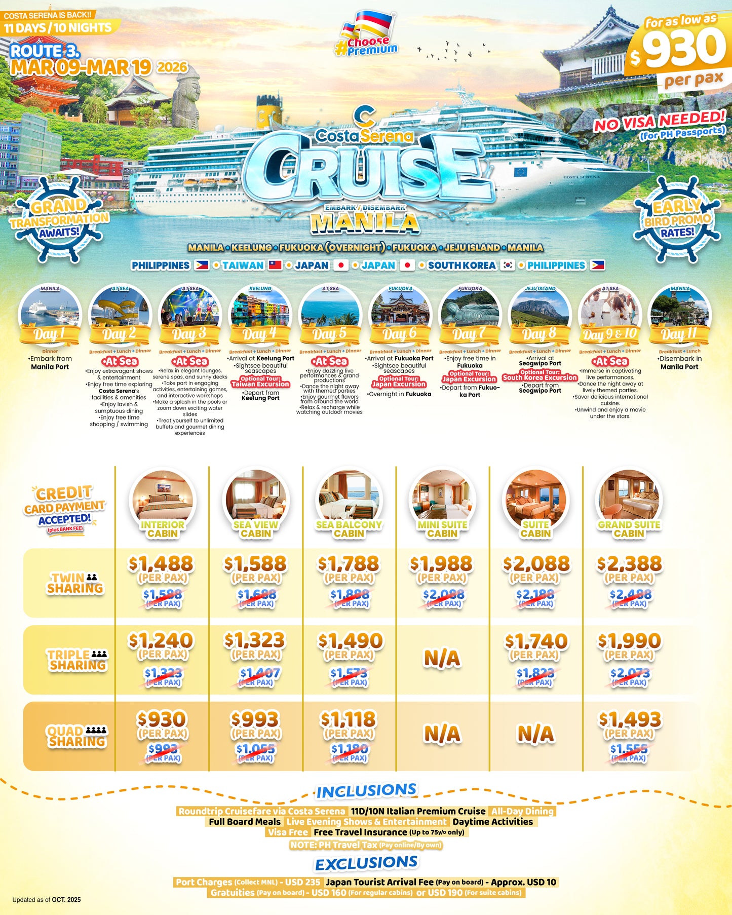 Costa Cruise Korea Japan P55,999