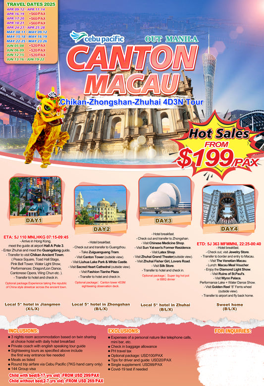 Canton Macau $199