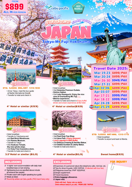 Tokyo, Japan $799