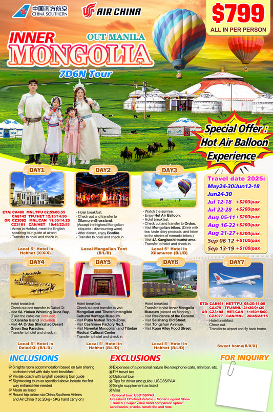 Inner Mongolia $799