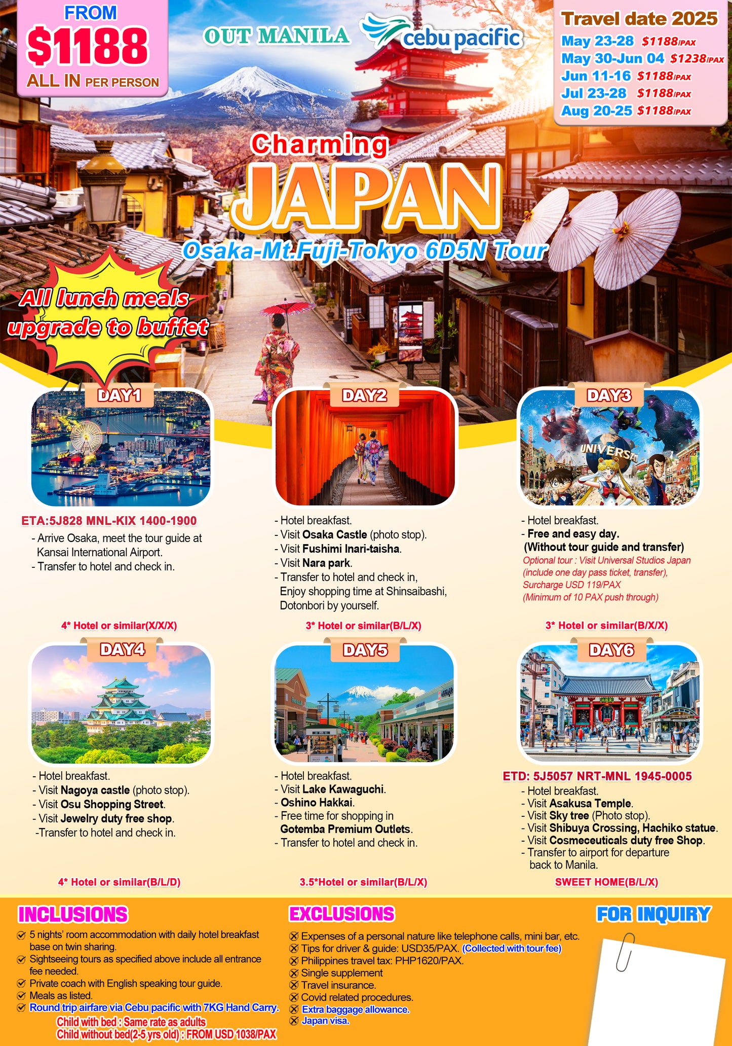 Osaka, Japan $899