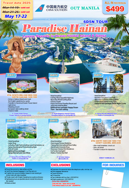 Hainan $499