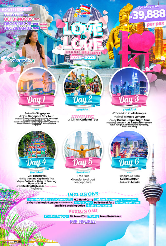 Love to Love Singapore Malaysia P39,888