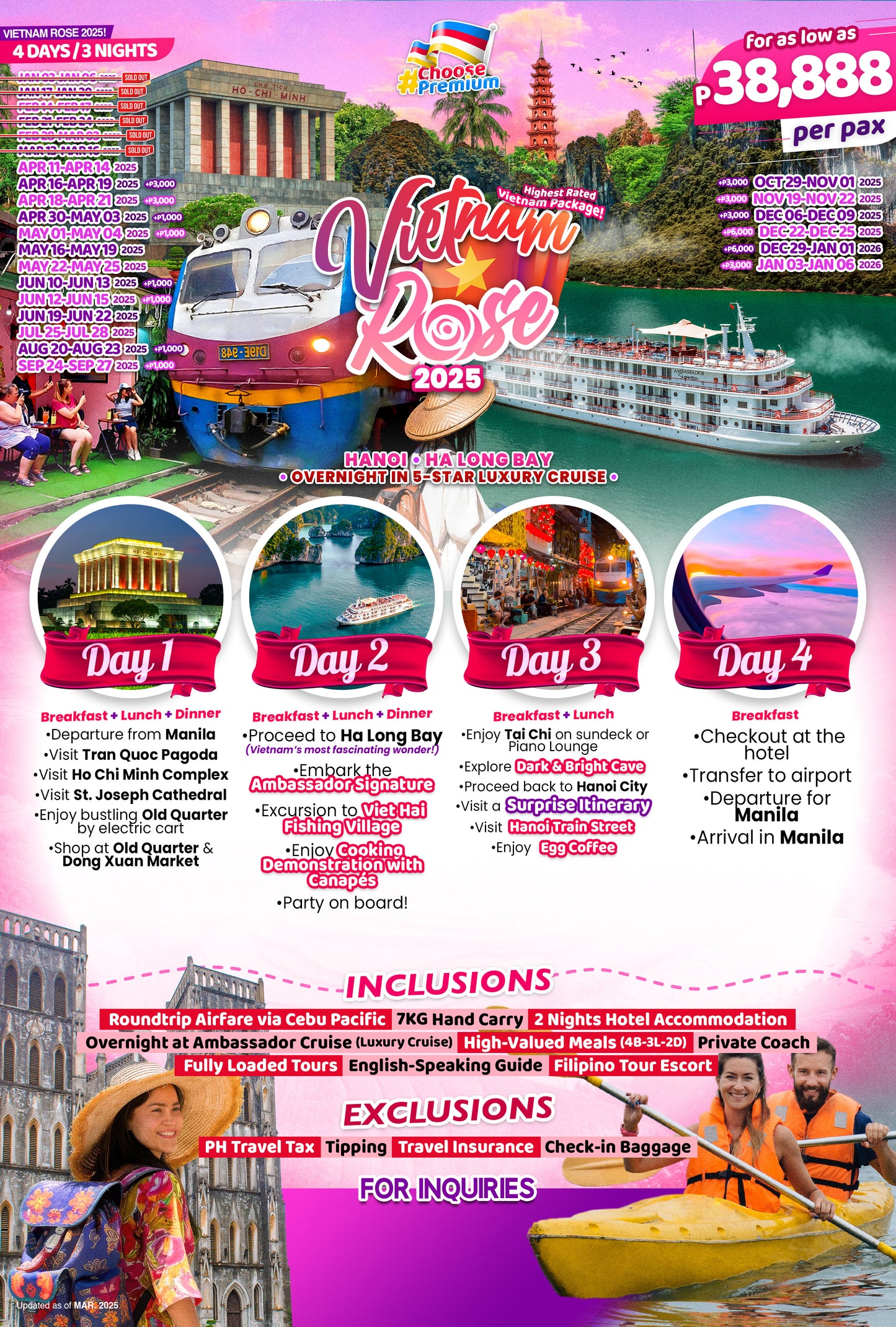 Vietnam Rose Hanoi Halong Bay P38,888