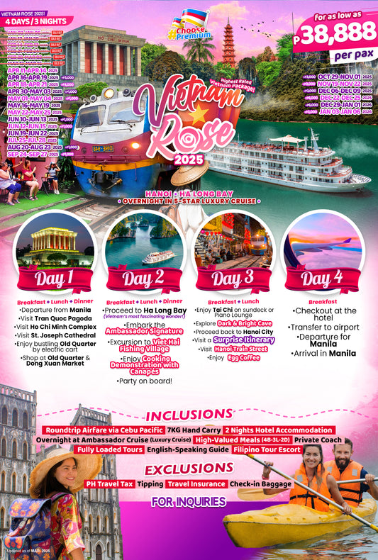 Vietnam Rose Hanoi Halong Bay P38,888