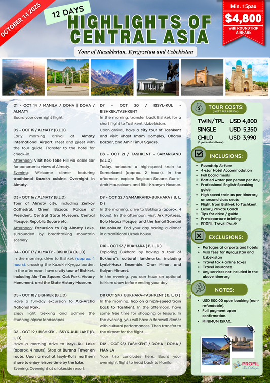 Highlights of Central Asia $4800